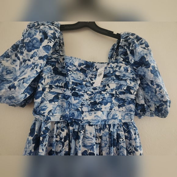 NO LOW BALLING!Abercrombie Emerson Floral Poplin Puff Sleeves Midi Dress NWT - Picture 10 of 11